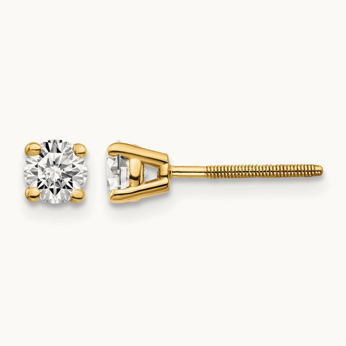 Round Diamond Stud Earrings — 14K Yellow Gold, 0.54 ct tw