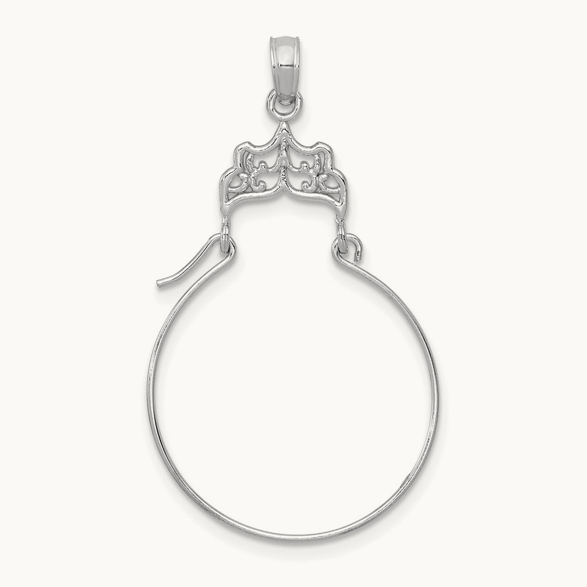 Filigree Charm Holder — 14K White Gold