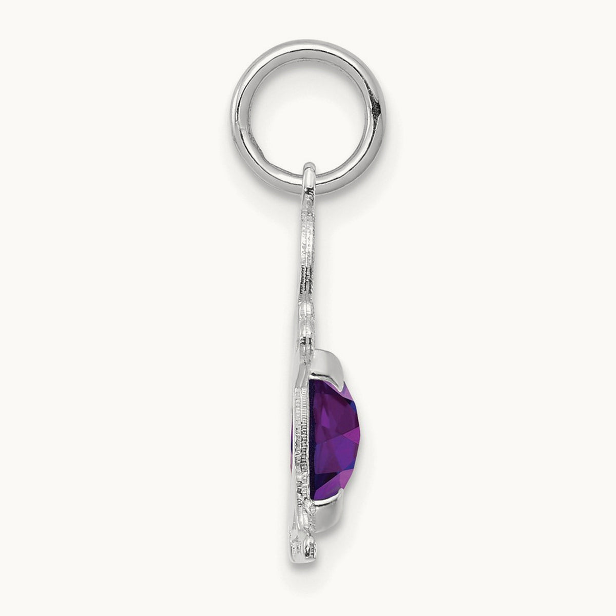 Boy 6x4 Oval Genuine Amethyst-February — 14K White Gold