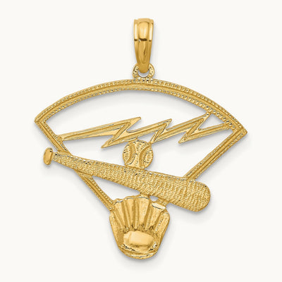 Baseball Diamond Pendant, 14K