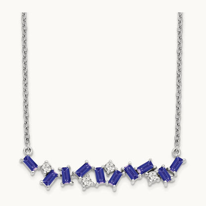 Tanzanite and Diamond 18 in. Bar Necklace, 14K White Gold