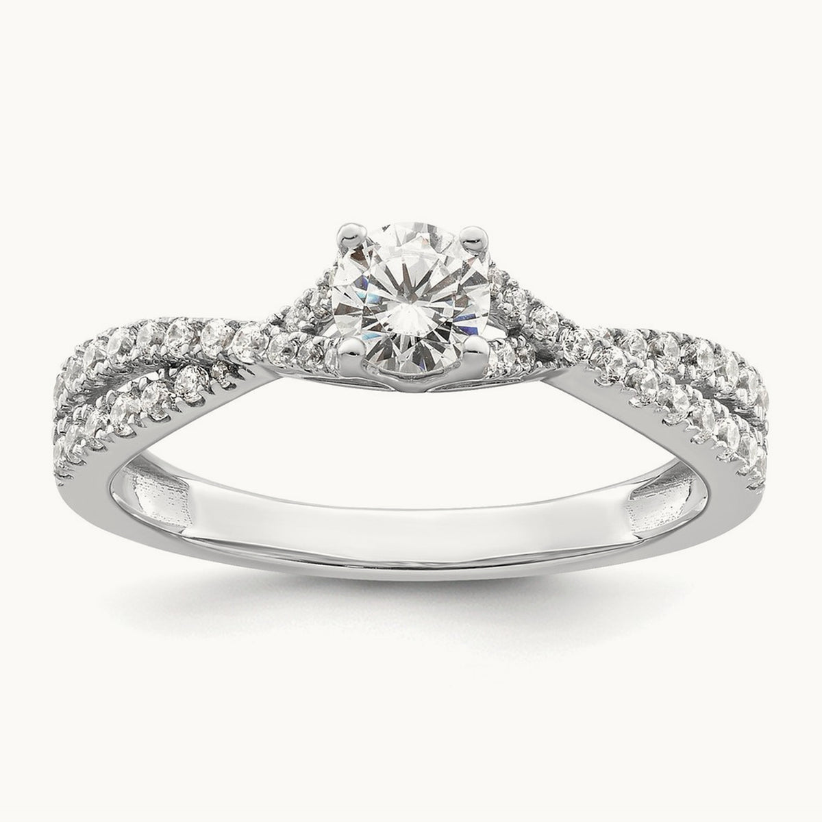 Polish Complete Round Dia. Engagement Ring, 14K White Gold