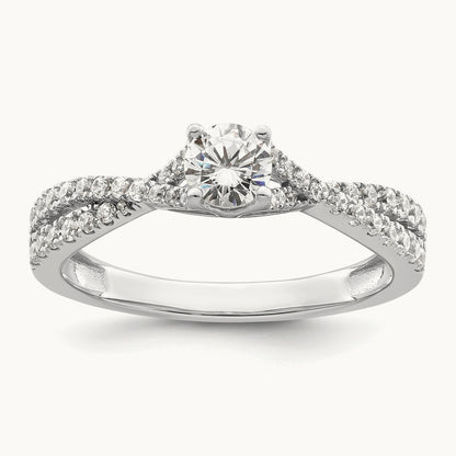 Polish Complete Round Dia. Engagement Ring, 14K White Gold