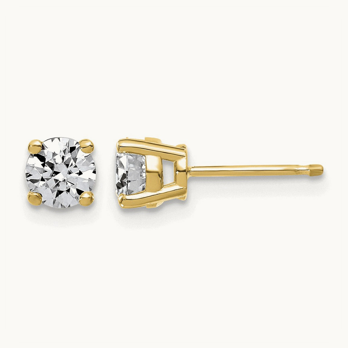 Round Angled Stud Earrings, 0.50-4.00 ct tw Lab-Grown Diamond — 1 ct, 14K Yellow Gold