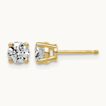 Round Angled Stud Earrings, 0.50-4.00 ct tw Lab-Grown Diamond — 1 ct, 14K Yellow Gold