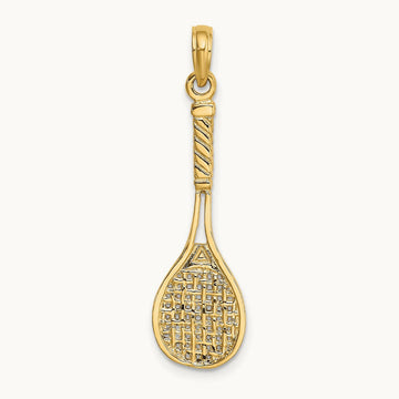 Solid Polished 3-D Tennis Racquet Charm — photo set