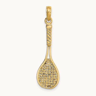Solid Polished 3-D Tennis Racquet Charm — photo set