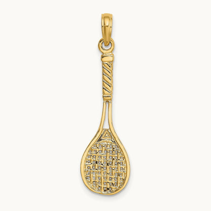 Solid Polished 3-D Tennis Racquet Charm — photo set