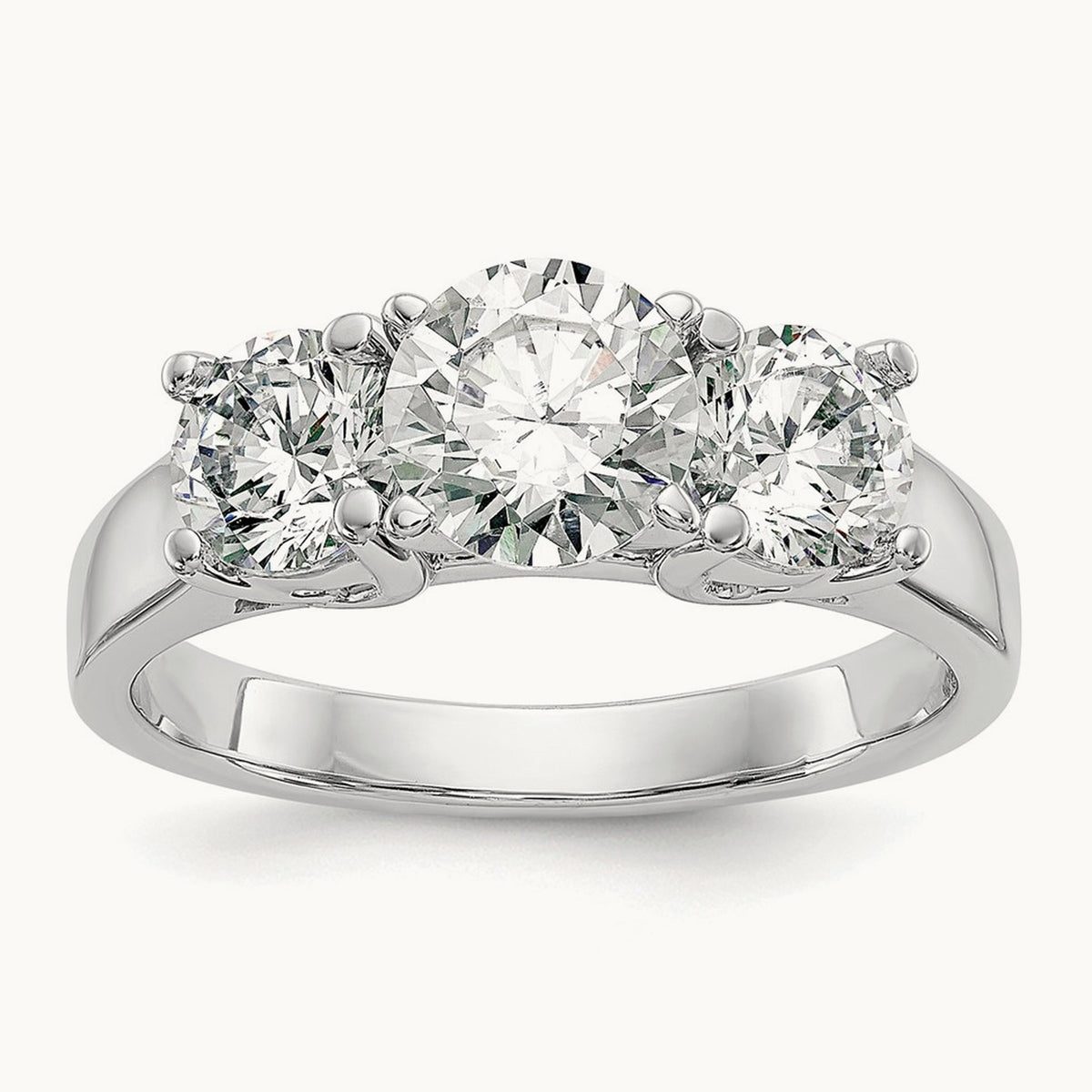 3-Stone Diamond Peg Set Semi-mount Engagement Ring, 14K White Gold