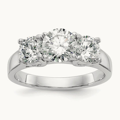 3-Stone Diamond Peg Set Semi-mount Engagement Ring, 14K White Gold
