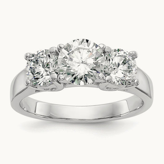 3-Stone Diamond Peg Set Semi-mount Engagement Ring, 14K White Gold