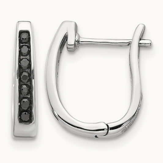 Black Diamond Hinged Hoop Earrings — photo set