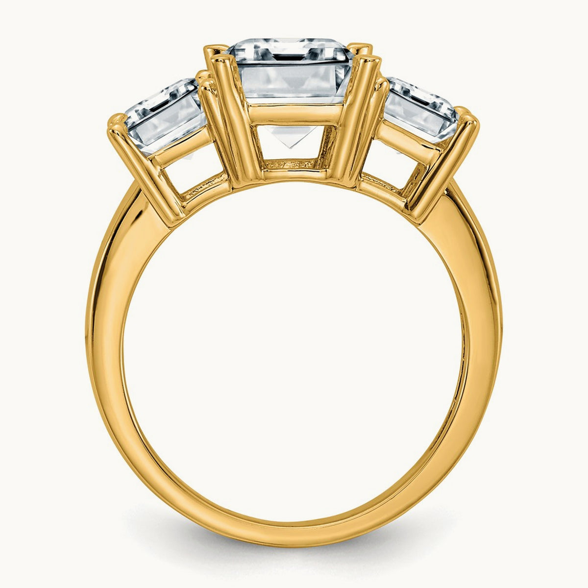 Emerald-cut 3-Stone Engagement Ring Mounting — 14K Yellow Gold