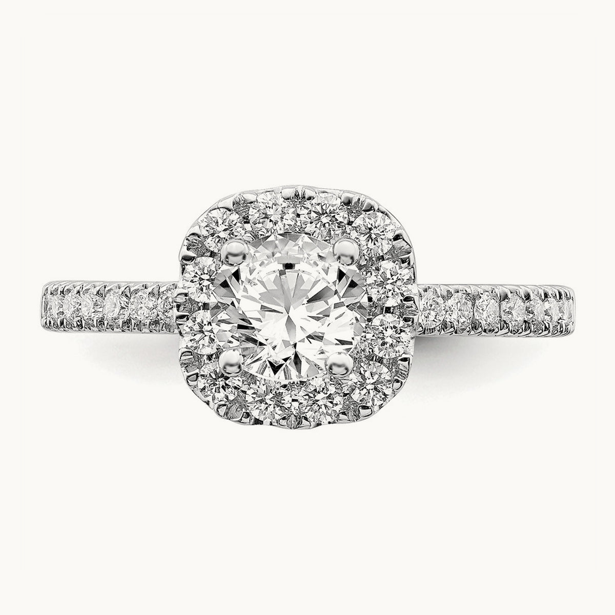 Round Halo Engagement Ring, 0.75-1.00 ct tw Lab-Grown Diamond — 1 ct, 14K White Gold