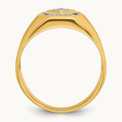 IBGoodman Men's Polished and Satin Diamond Complete Ring, 14K