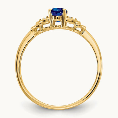 Sapphire and Diamond Ring — 14K Yellow Gold, 7