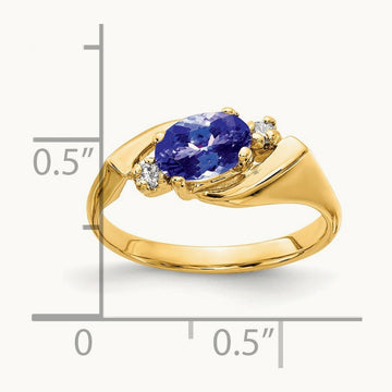 7x5mm Oval Tanzanite AA Diamond ring, 14K