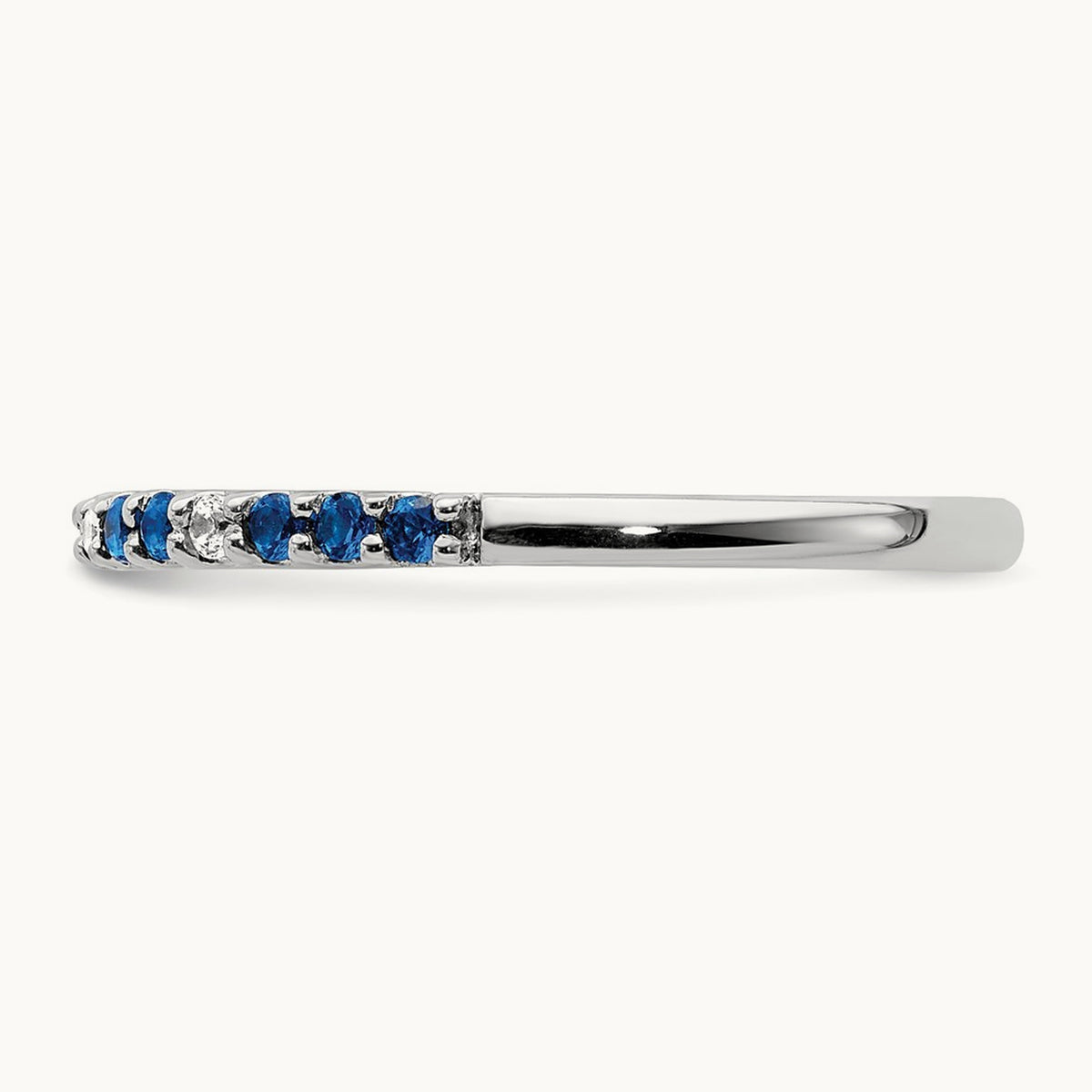 Diamond and Sapphire Band, 14K White Gold