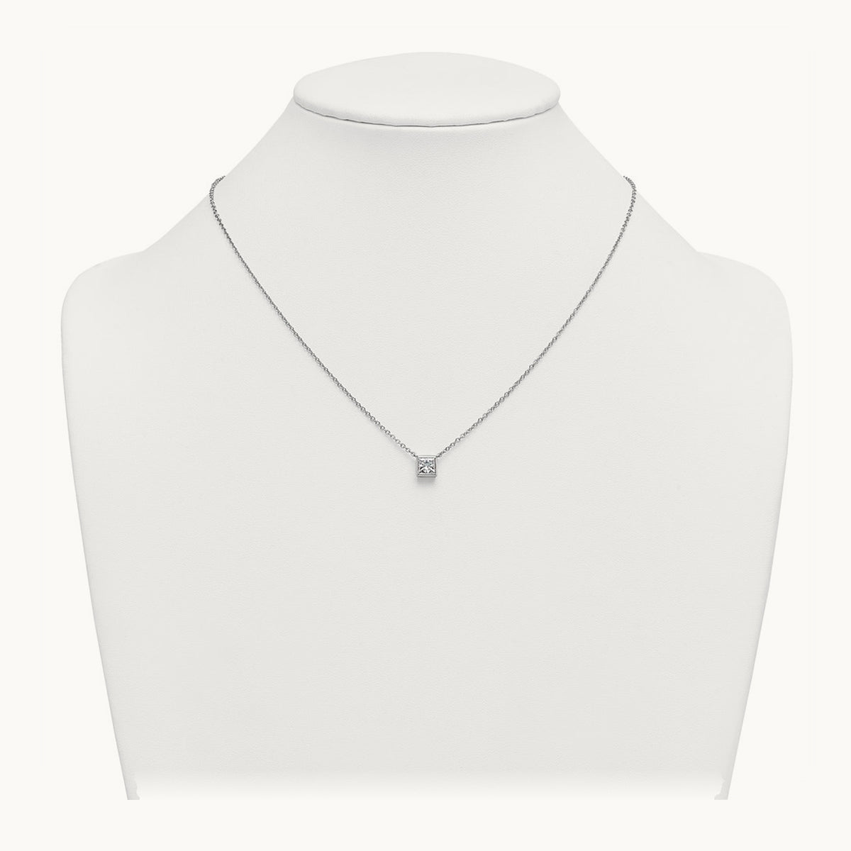 Princess Bezel Set Pendant, 1.00-4.00 ct tw Lab-Grown Diamond — 1 ct, 14K White Gold