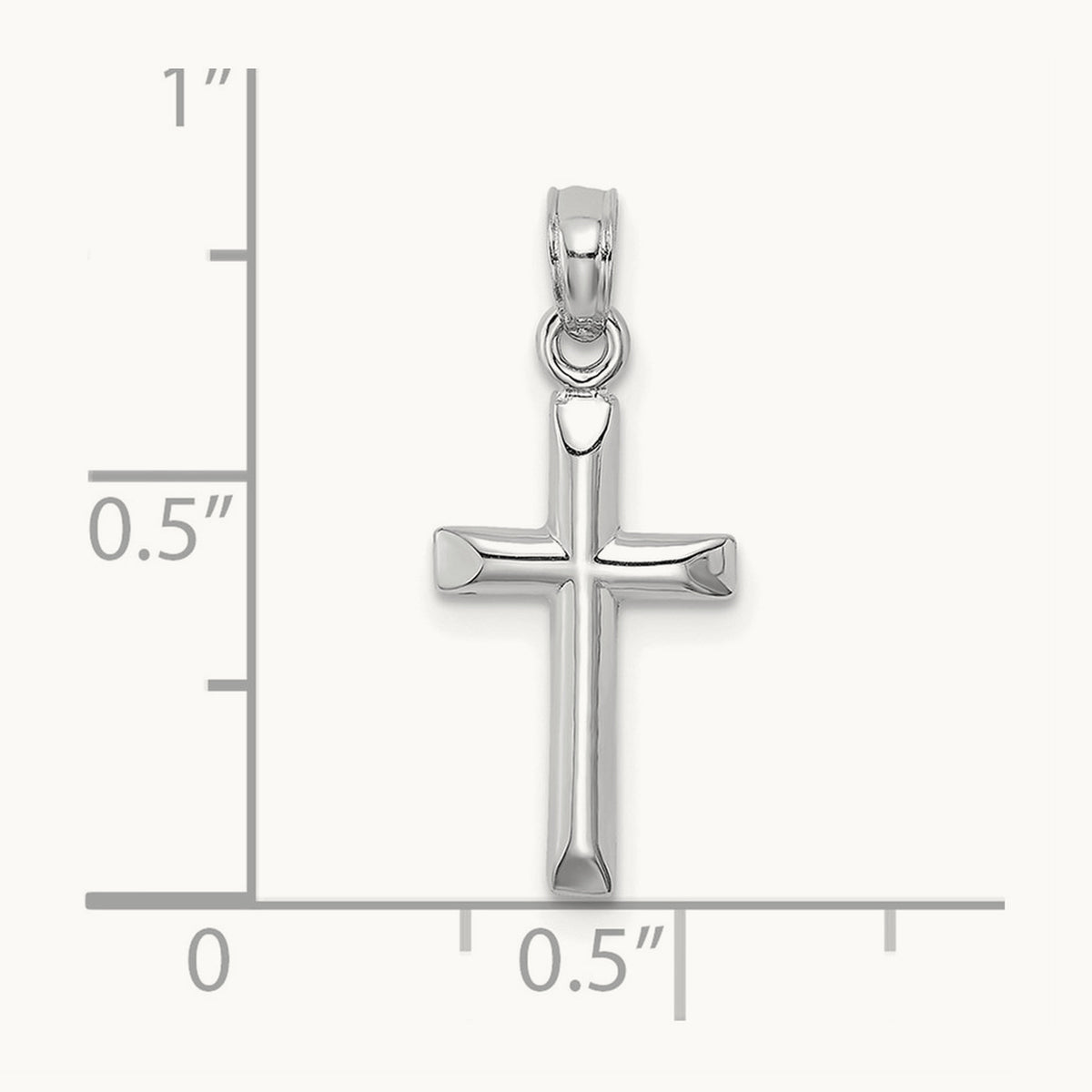 Polished Cross Charm — 14K White Gold