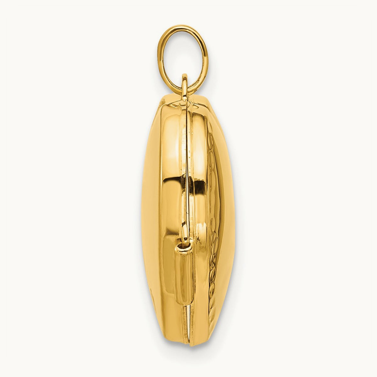 Polished and Textured Diamond Heart Locket with White Rhodium — 14K Two-Tone Gold, 15mm