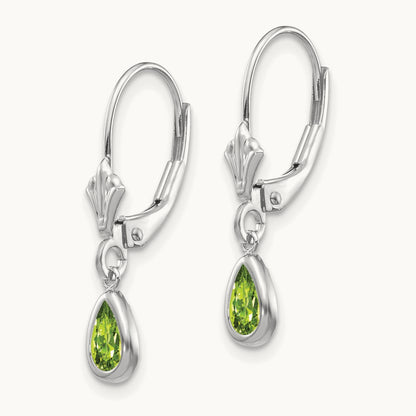 6x4mm Peridot/August Earrings, 14K White Gold
