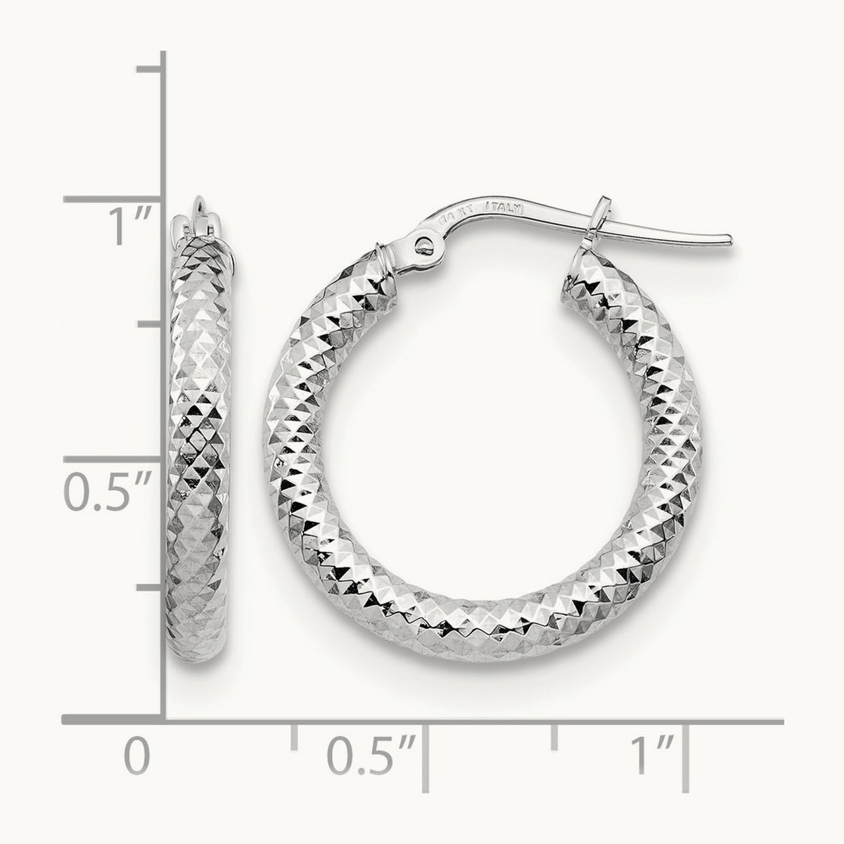 3x20 Diamond-cut Round Hoop Earrings — 14K Two-Tone Gold