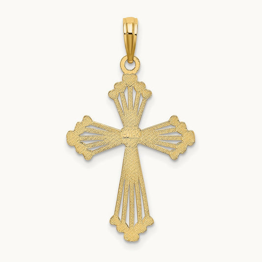 Cross w/ Heart Center Charm, 14K