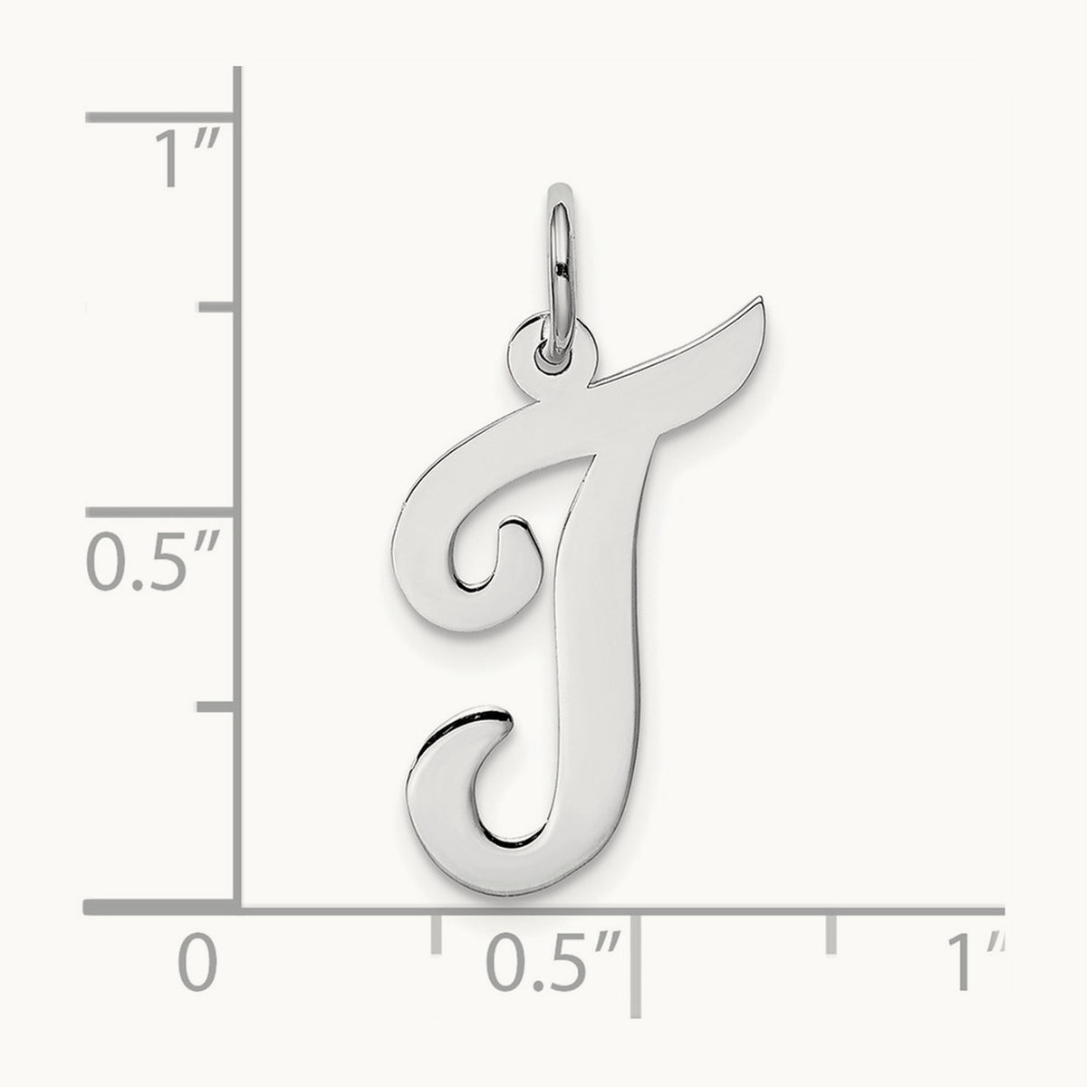 Large Script Initial Charm — 14K White Gold, T