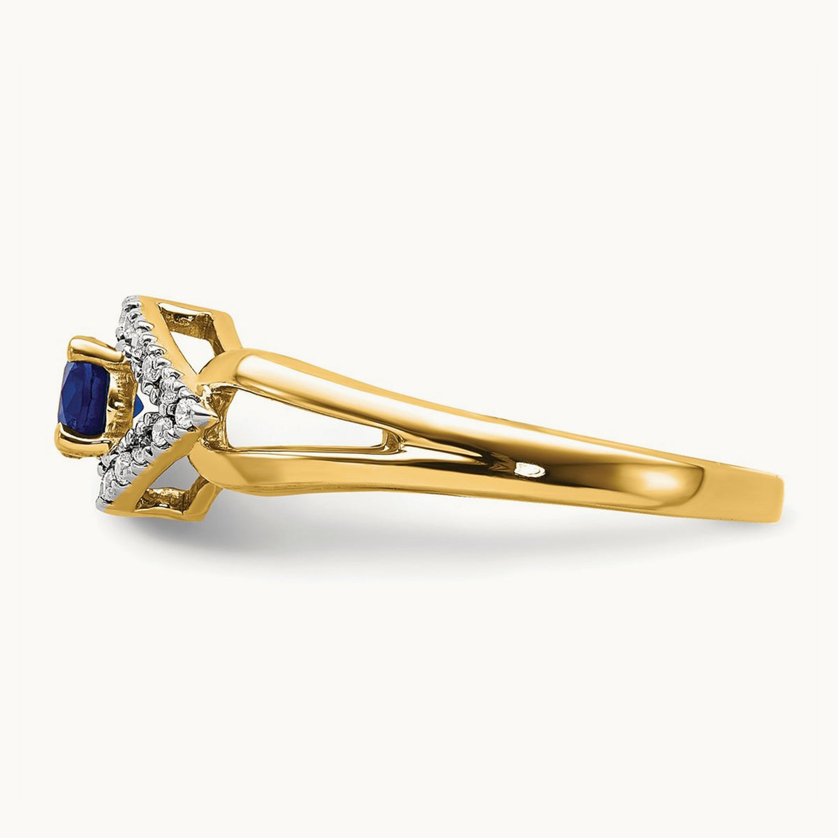 Created Blue Sapphire Ring — 14K Yellow Gold, 7