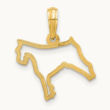 Polished Dog Outline Pendant, 14K