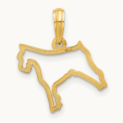 Polished Dog Outline Pendant, 14K