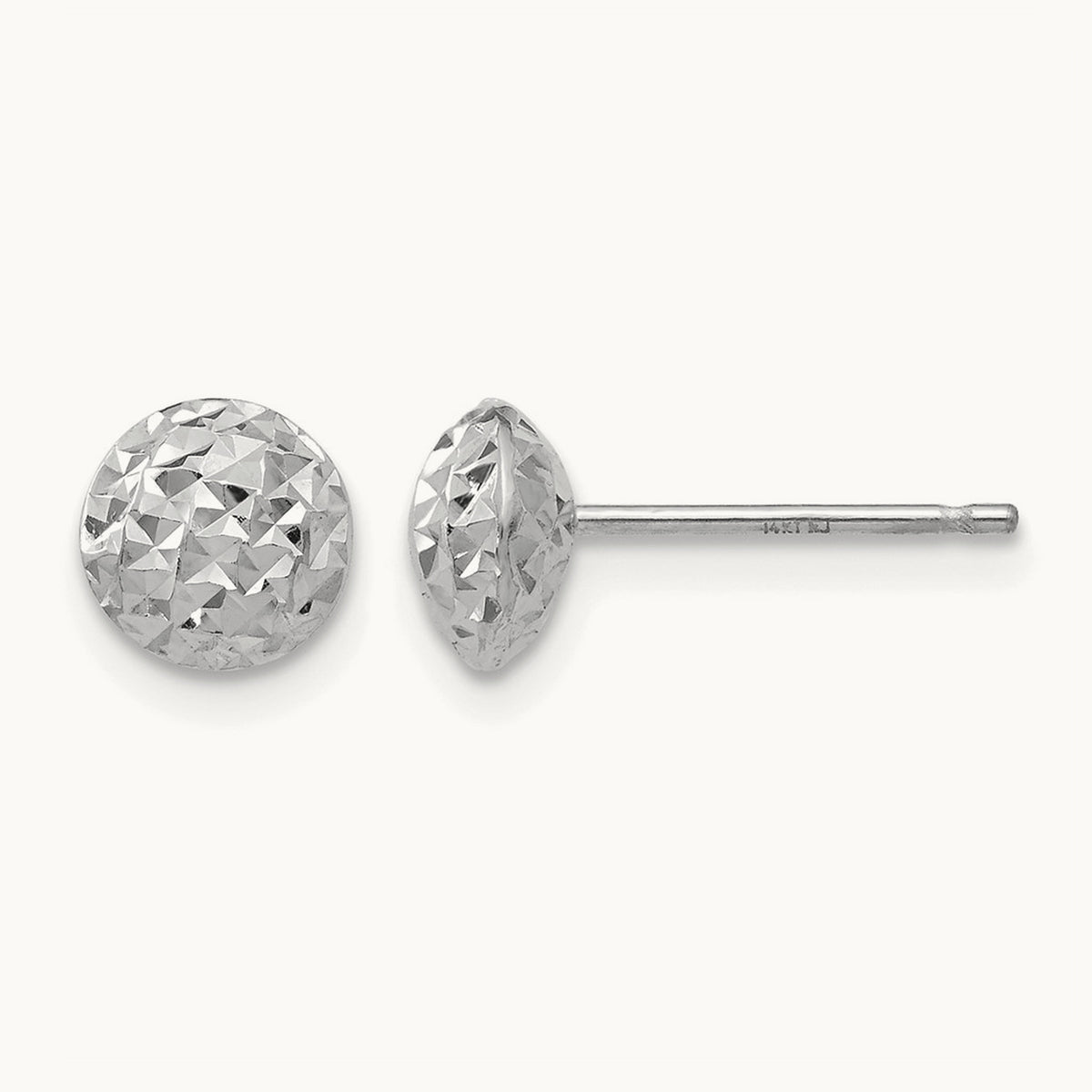 Circle Puff Post Earrings — 14K White Gold, 6mm