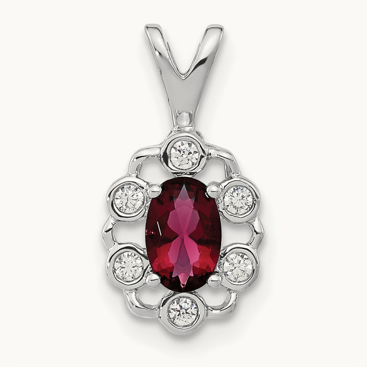 Created Ruby Pendant, 0.10 ct tw Lab-Grown Diamond