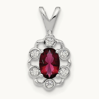 Created Ruby Pendant, 0.10 ct tw Lab-Grown Diamond