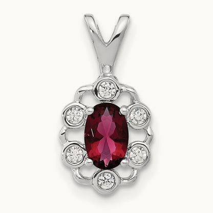 Created Ruby Pendant, 0.10 ct tw Lab-Grown Diamond