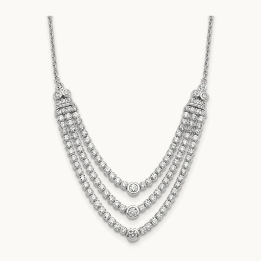Triple Layer Necklace, 2.75 ct tw Lab-Grown Diamond