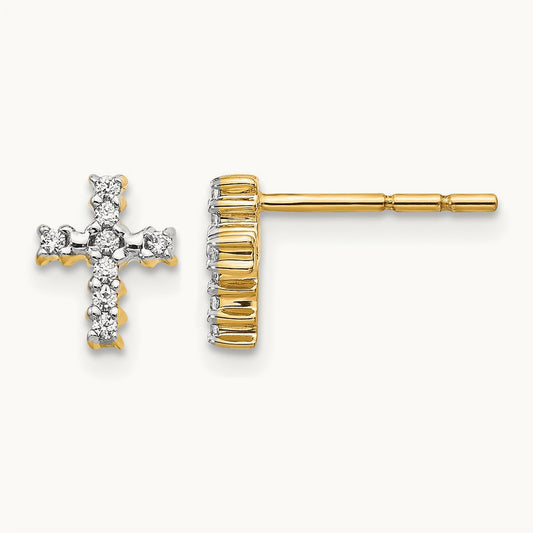 Cross Post Earrings, 0.10-0.20 ct tw Lab-Grown Diamond — 1/10 ct, 14K Yellow Gold