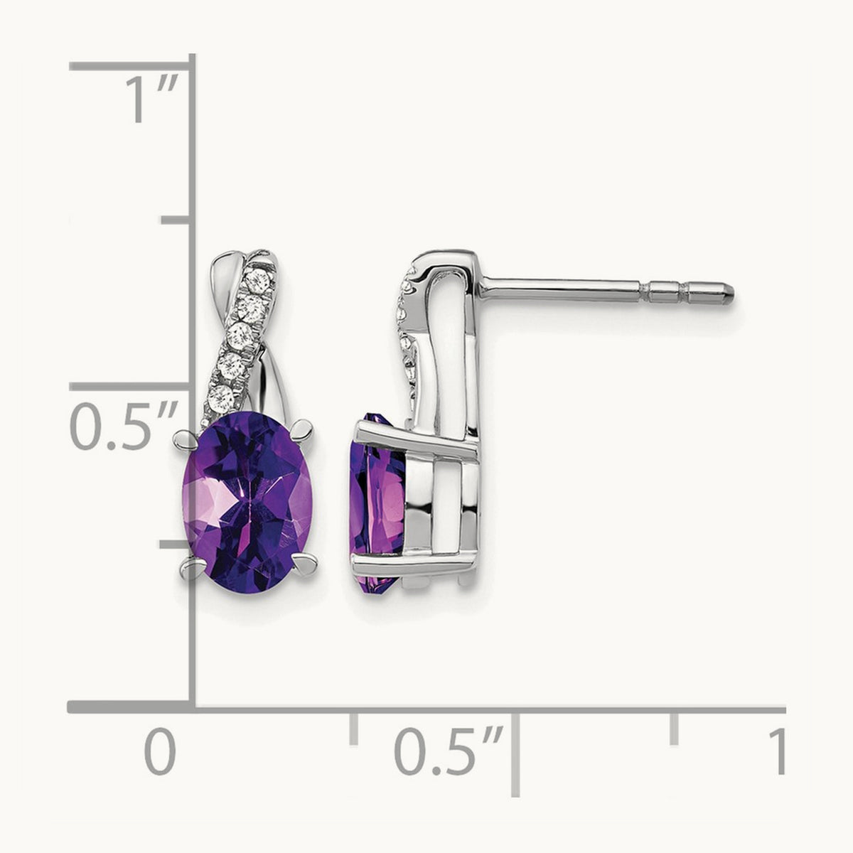 Amethyst and Diamond Earrings — 14K White Gold