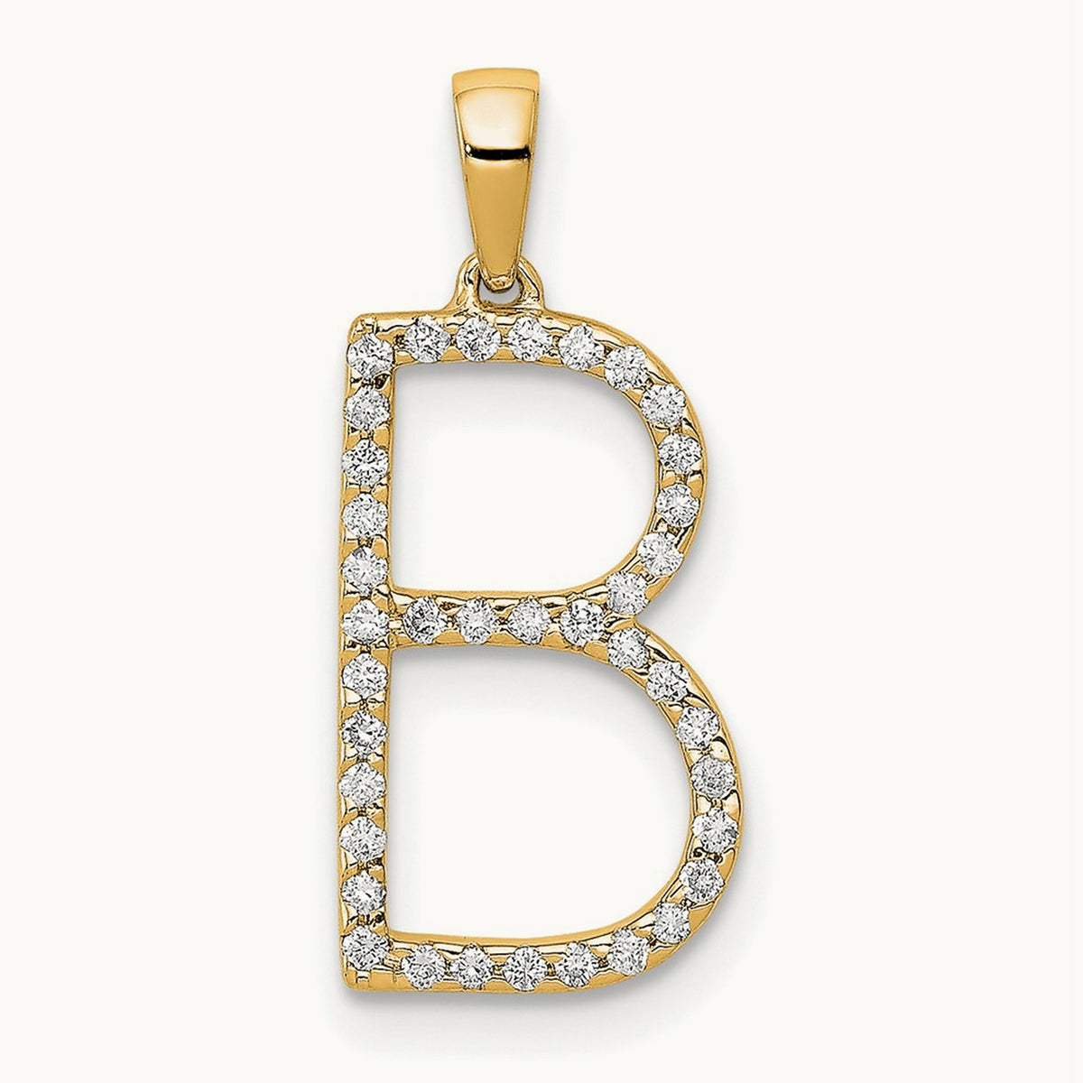 Diamond Letter B Initial Pendant, 14K
