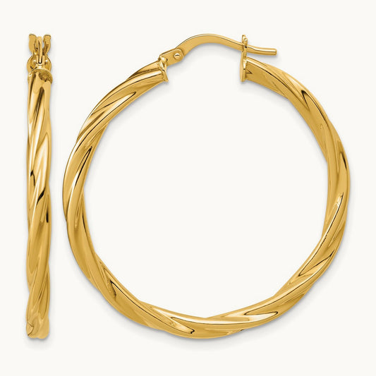 Polished Twisted Round Hoop Earrings — Leslie's — 36mm