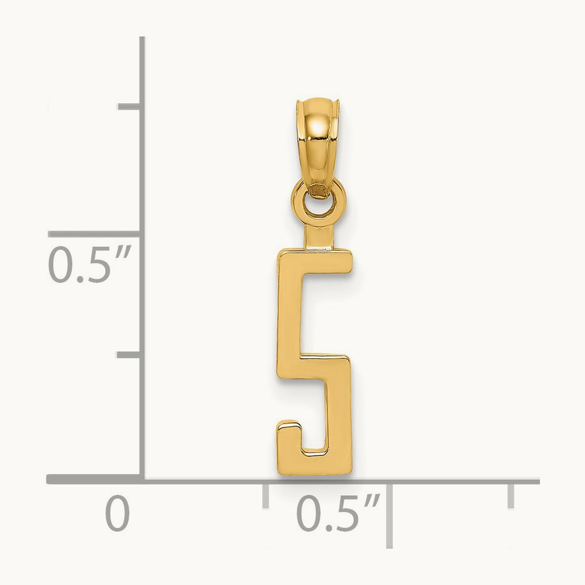 Polished Number 5 Pendant — 14K Yellow Gold