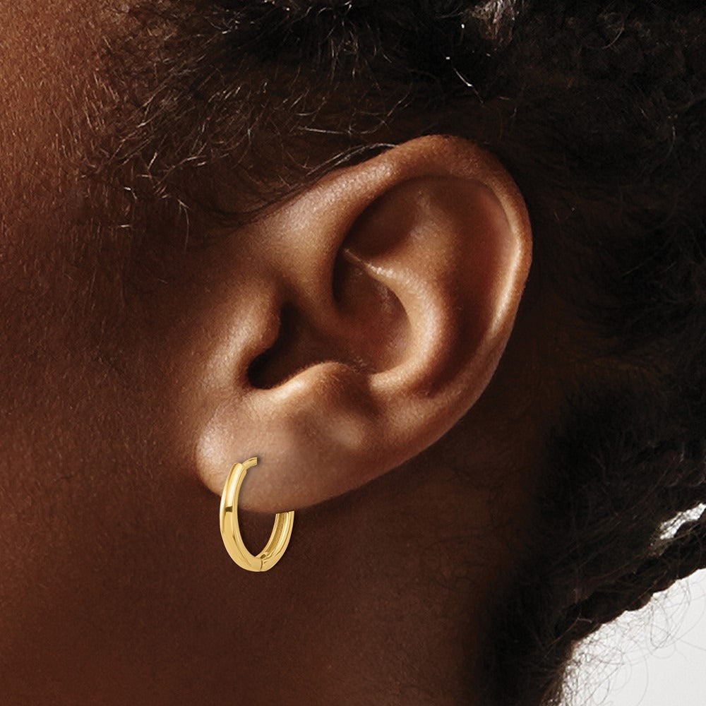 Polished Hinged Hoop Earrings — 14K Yellow Gold