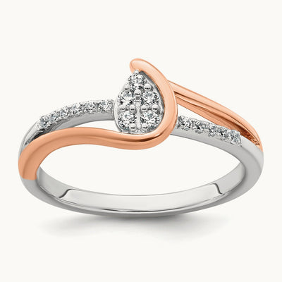 Complete Diamond Cluster Teardrop Engagement Ring, 14K Two-tone