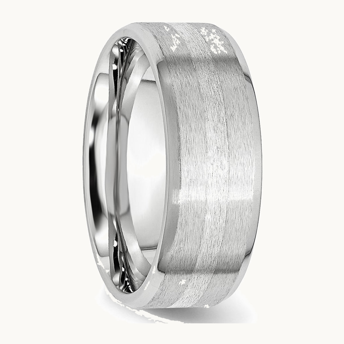 Cobalt Sterling Silver Inlay Satin and Polished Beveled Edge Band — photo set