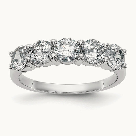 5-Stone Diamond Band, 14K White Gold