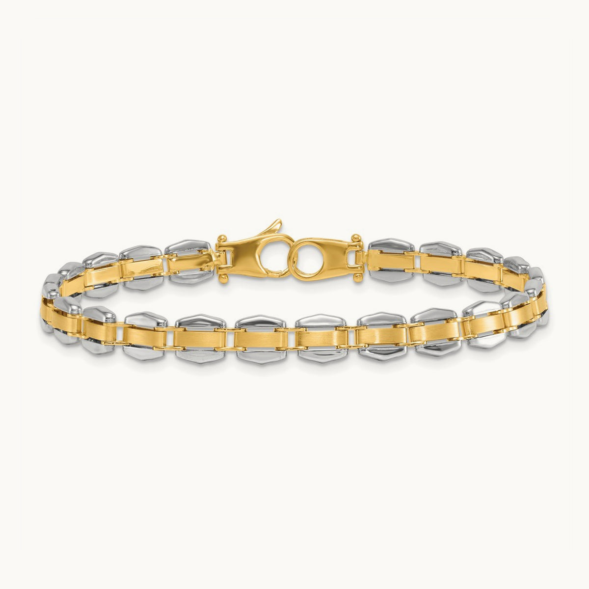Polished 8in. Fancy Link Bracelet, 14K Two-tone