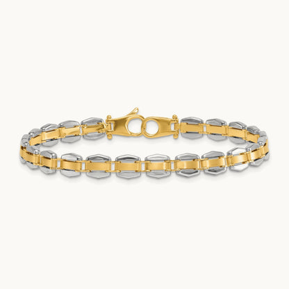 Polished 8in. Fancy Link Bracelet, 14K Two-tone
