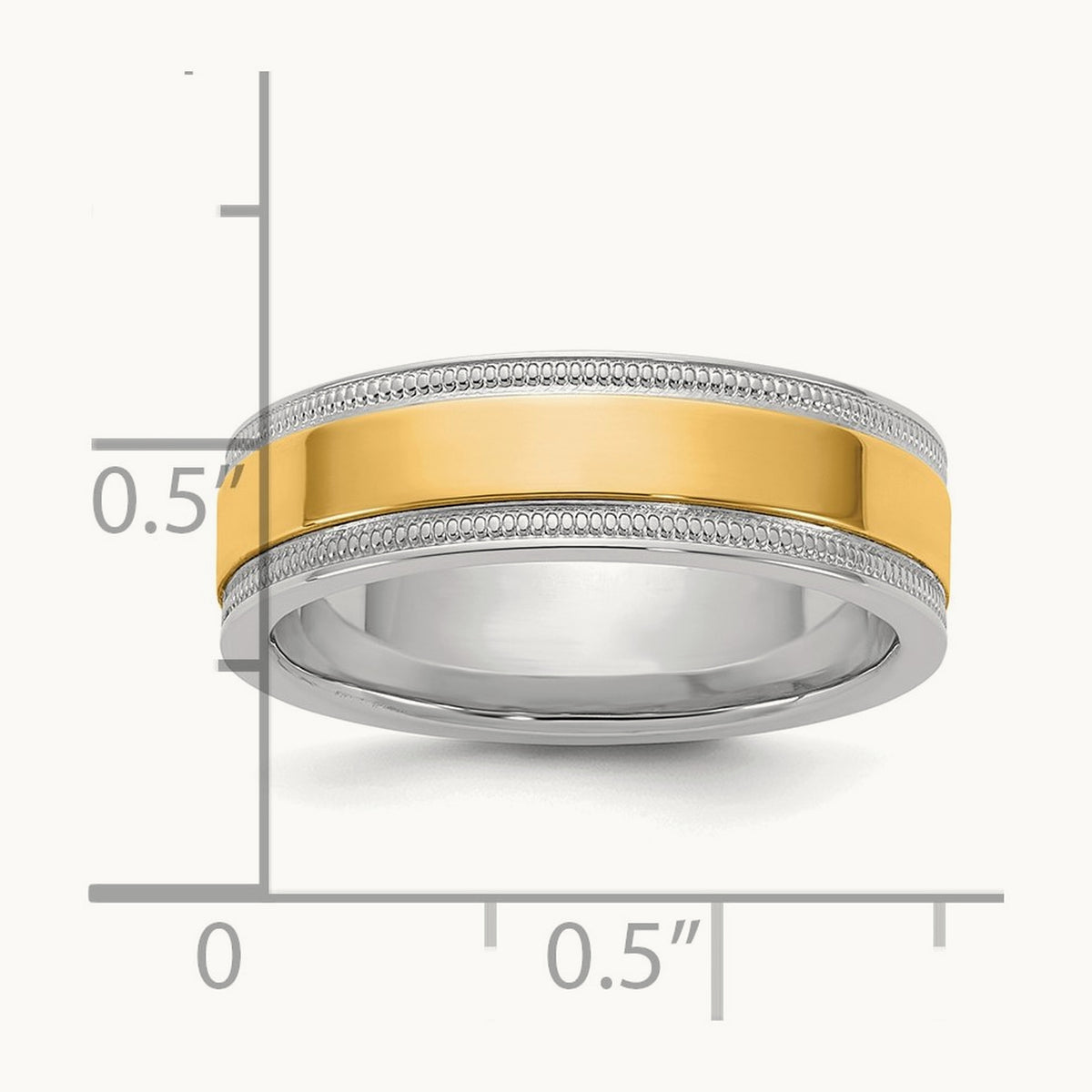 W/Y Milgrain Wedding Band, 6mm, 14K Two-tone