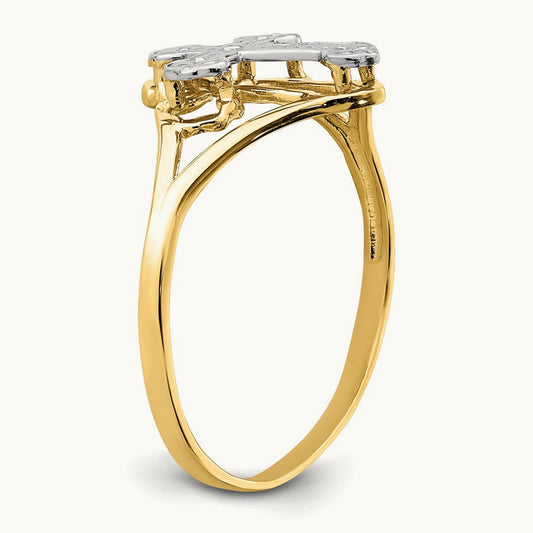 w/Rhodium Cross Ring, 14K
